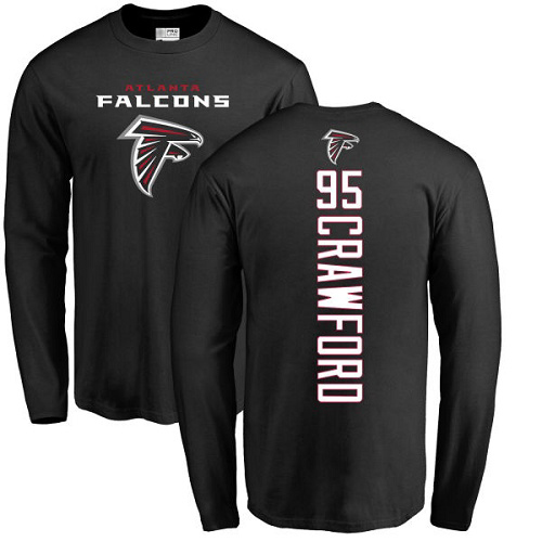 Atlanta Falcons Men Black Jack Crawford Backer NFL Football #95 Long Sleeve T Shirt